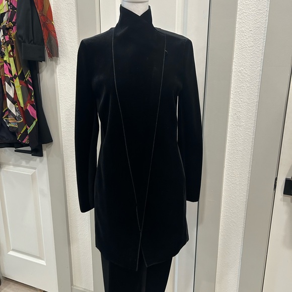 Akris Punto Velvet Jersey Zip Suit Blazer Jacket Pant Set Black 8 / 10 - Picture 2 of 10